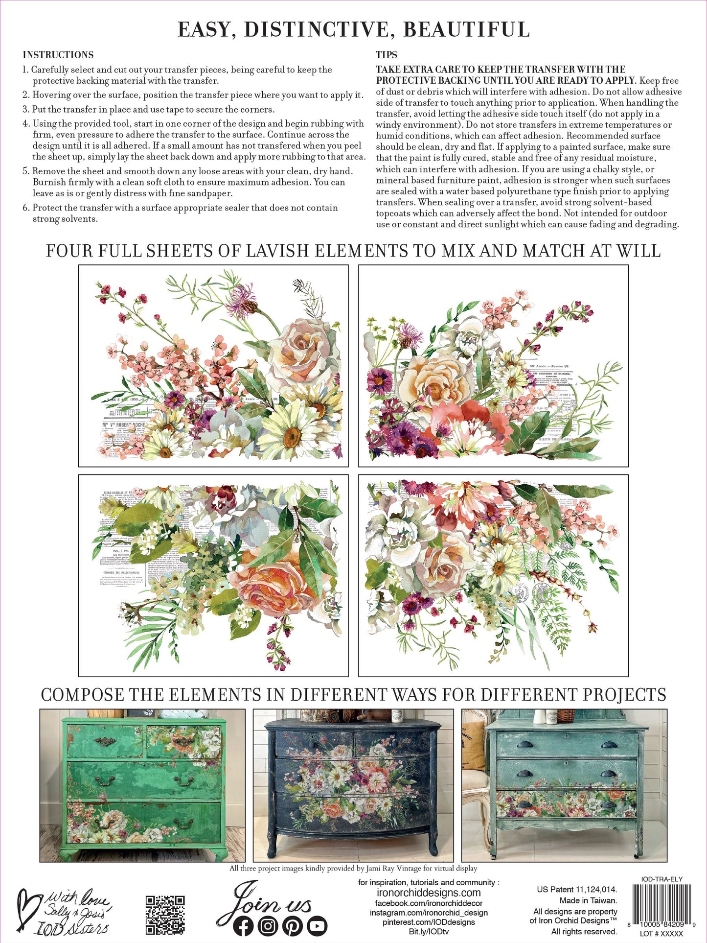 Elysium IOD Transfer Pad with (4) 12 X 16 Sheets by Iron Orchid Designs Rub-On Furniture Transfer Decal