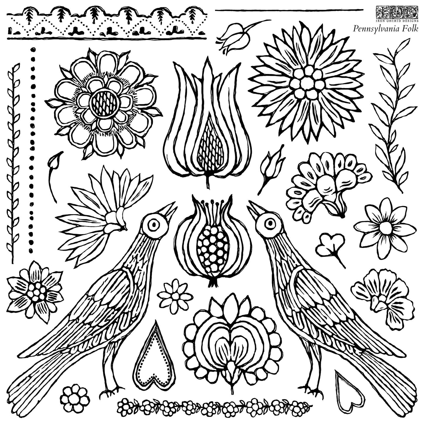Pennsylvania Folk 12 x 12 IOD stamp - by Iron Orchid Designs
