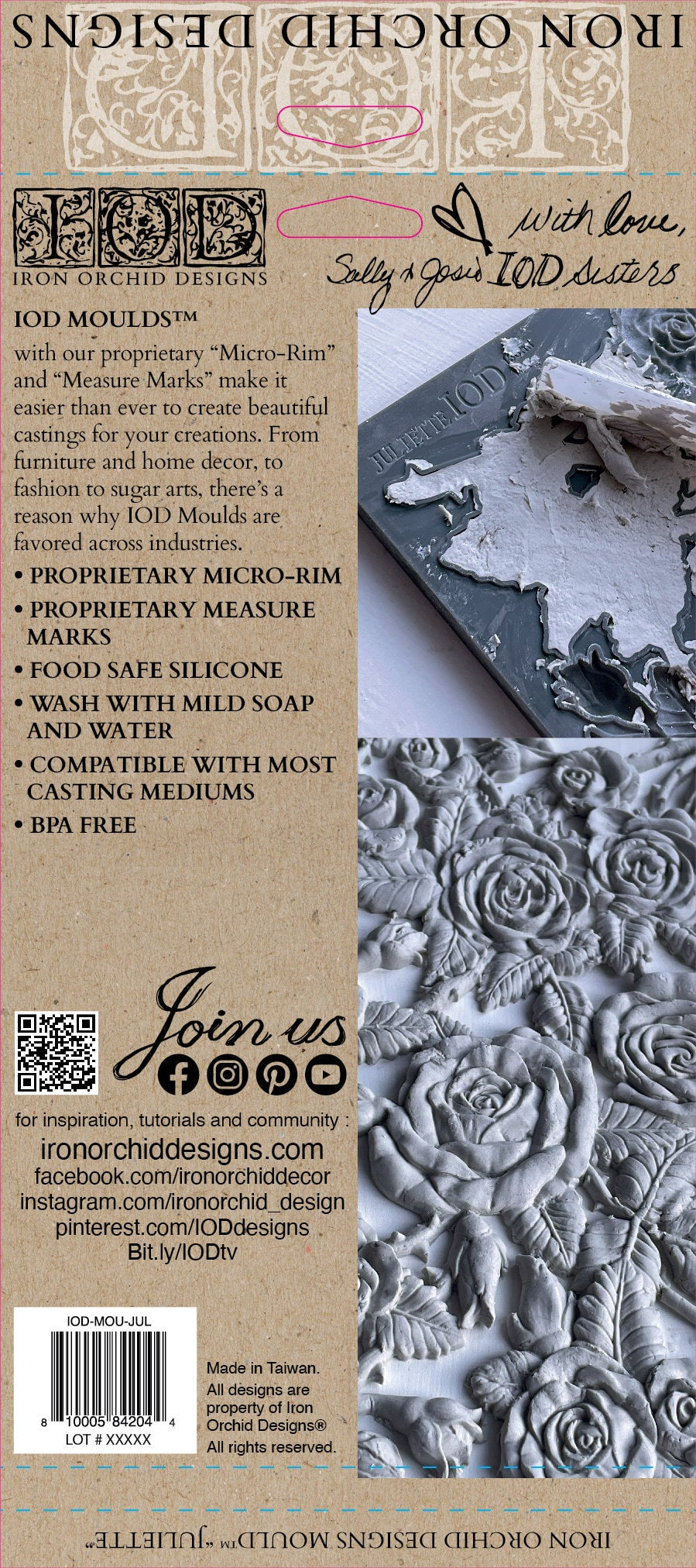 Juliette IOD décor mould 6 x 10 - by Iron Orchid Designs