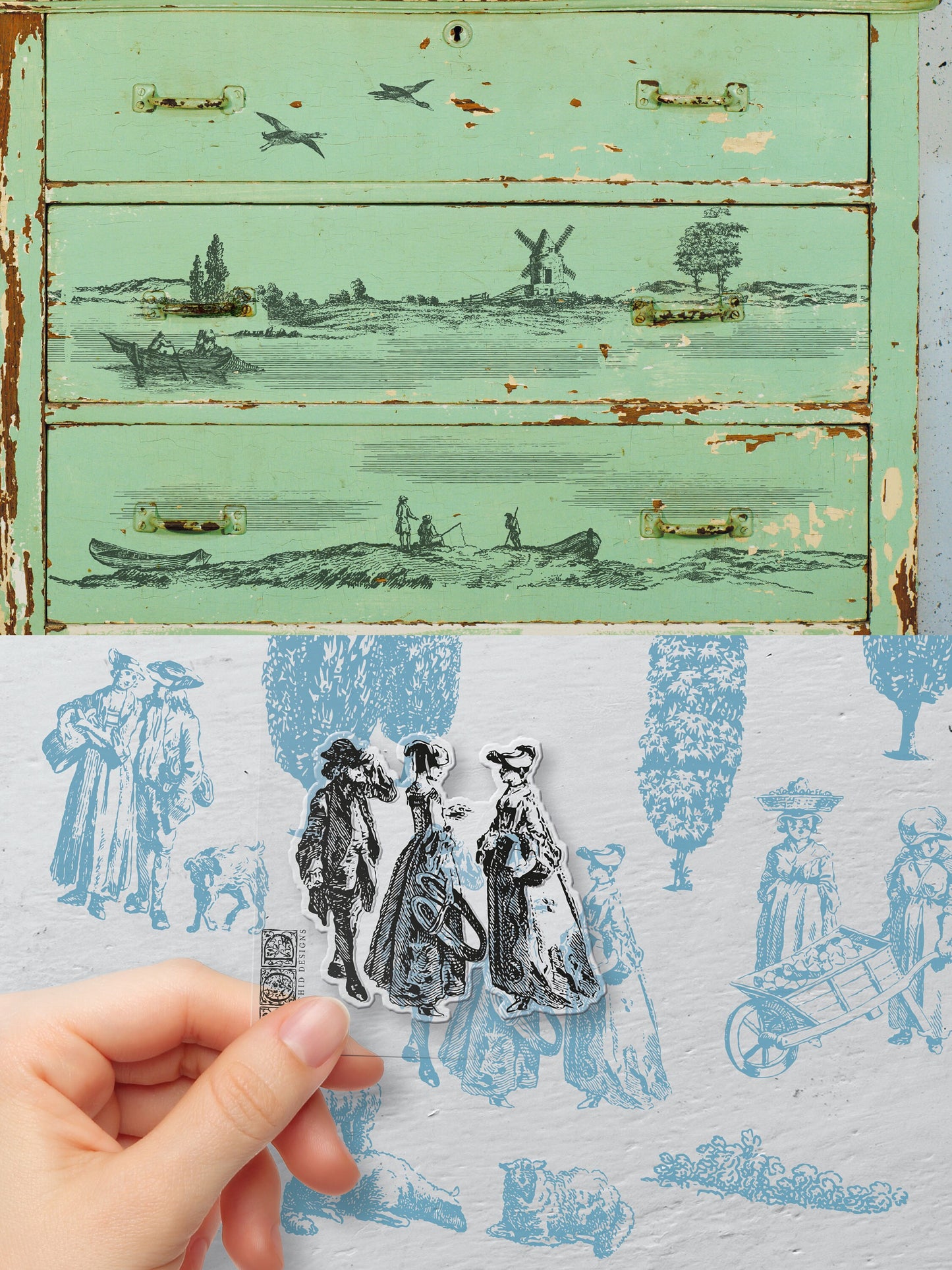 Rural Scenes 12 X 12 IOD stamp 2 sheets - by Iron Orchid Designs