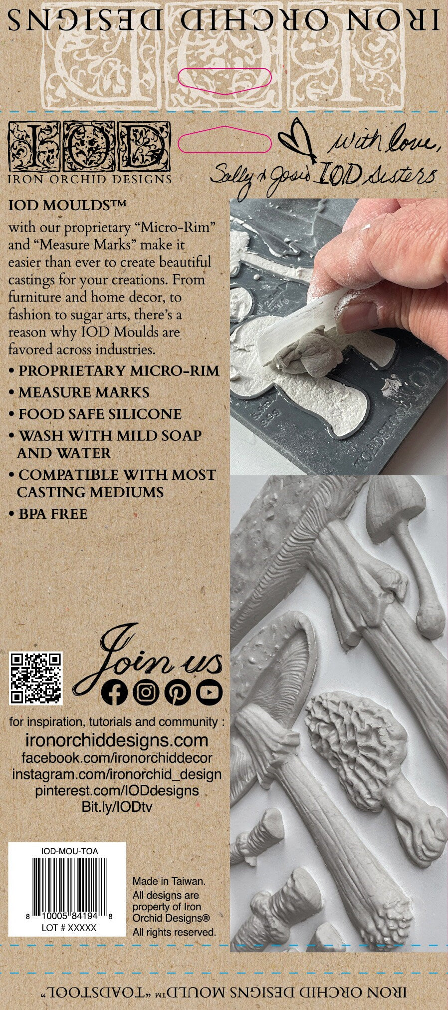 Toadstool IOD décor mould 6 x 10 - by Iron Orchid Designs