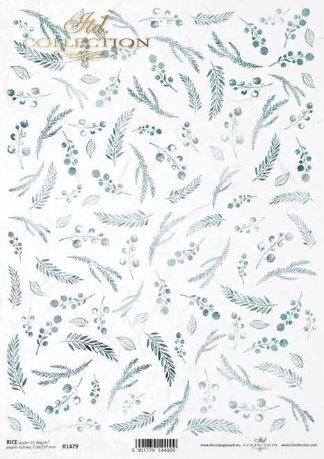 Christmas flower arrangements holly ITD Collection decoupage paper | Size A4 - 210x297 mm | 8.27x11.7 in | paper weight 30-35 gsm R1479