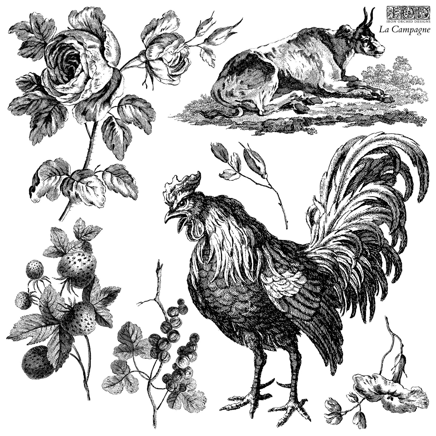 La Campagne 12 x 12 IOD stamp 2 sheets - by Iron Orchid Designs