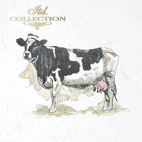 Pig, hog, sheep, cow ITD Collection decoupage paper | 6 sheets of rice paper 6" x 6" each 6 different designs in one package