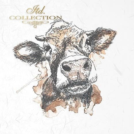 Pig, hog, sheep, cow ITD Collection decoupage paper | 6 sheets of rice paper 6" x 6" each 6 different designs in one package