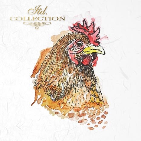 chickens, chickens, cocks ITD Collection decoupage paper | 6 sheets of rice paper 6" x 6" each 6 different designs in one package