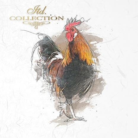 chickens, chickens, cocks ITD Collection decoupage paper | 6 sheets of rice paper 6" x 6" each 6 different designs in one package
