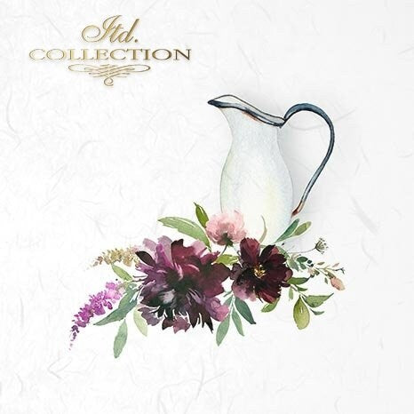 Flowers, watering can ITD Collection decoupage paper | 6 sheets of rice paper 6" x 6" each 6 different designs in one package
