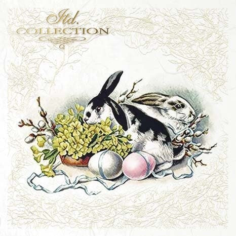 Vintage, easter bunnies ITD Collection decoupage paper | 6 sheets of rice paper 6" x 6" each 6 different designs in one package
