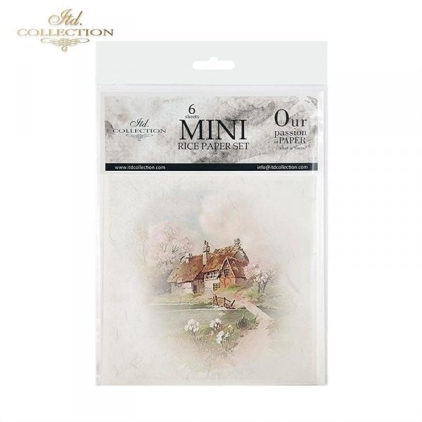 idyllic rural views ITD Collection decoupage paper | 6 sheets of rice paper 6" x 6" each 6 different designs in one package