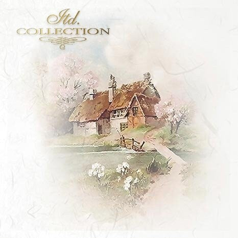 idyllic rural views ITD Collection decoupage paper | 6 sheets of rice paper 6" x 6" each 6 different designs in one package