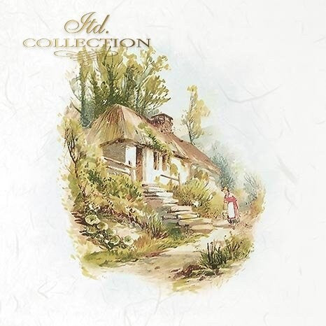 idyllic rural views ITD Collection decoupage paper | 6 sheets of rice paper 6" x 6" each 6 different designs in one package