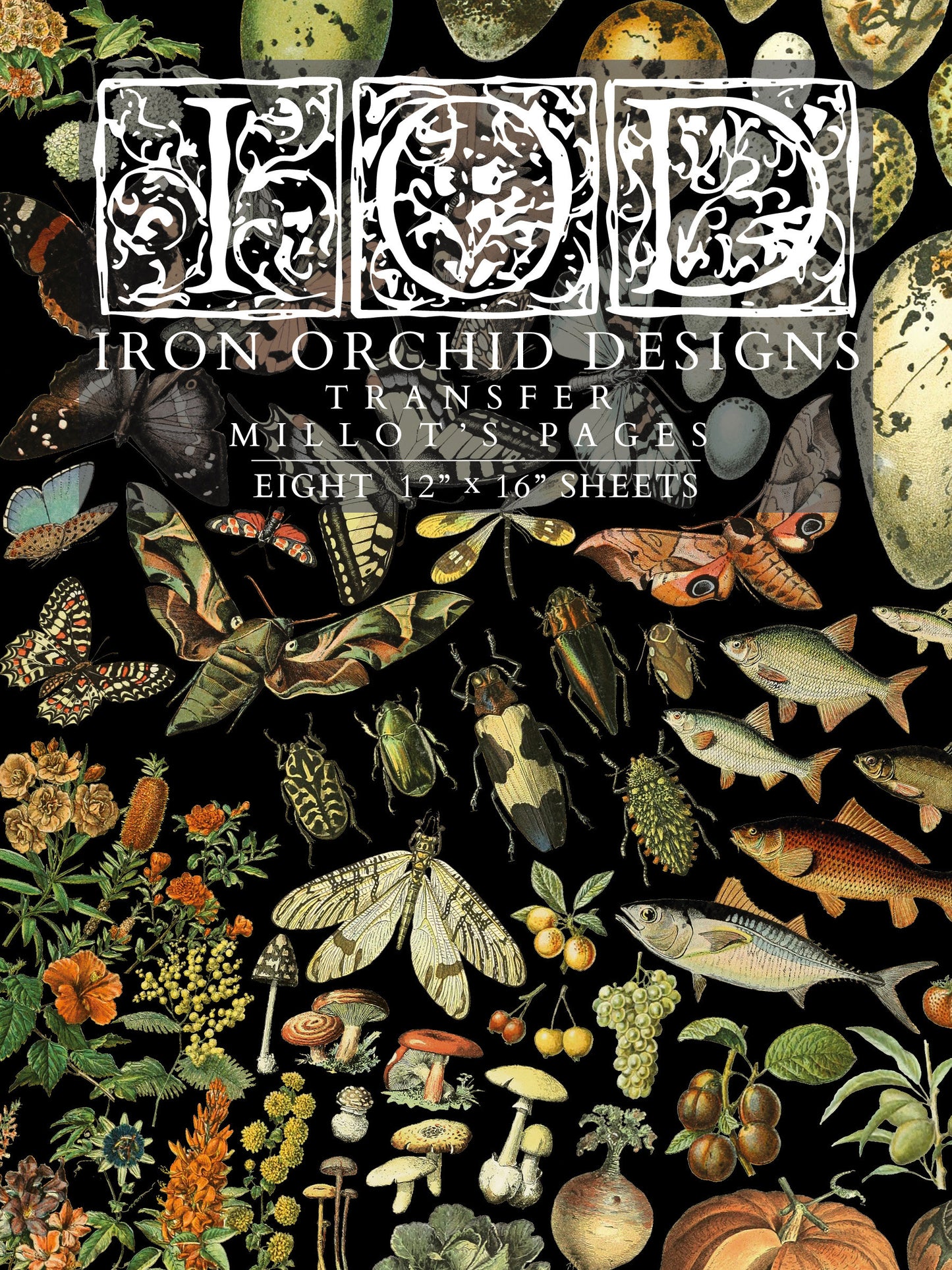 Millot's Page IOD Transfer Pad with (8) 12 X 16 Sheets by Iron Orchid Designs Rub-On Furniture Transfer Decal