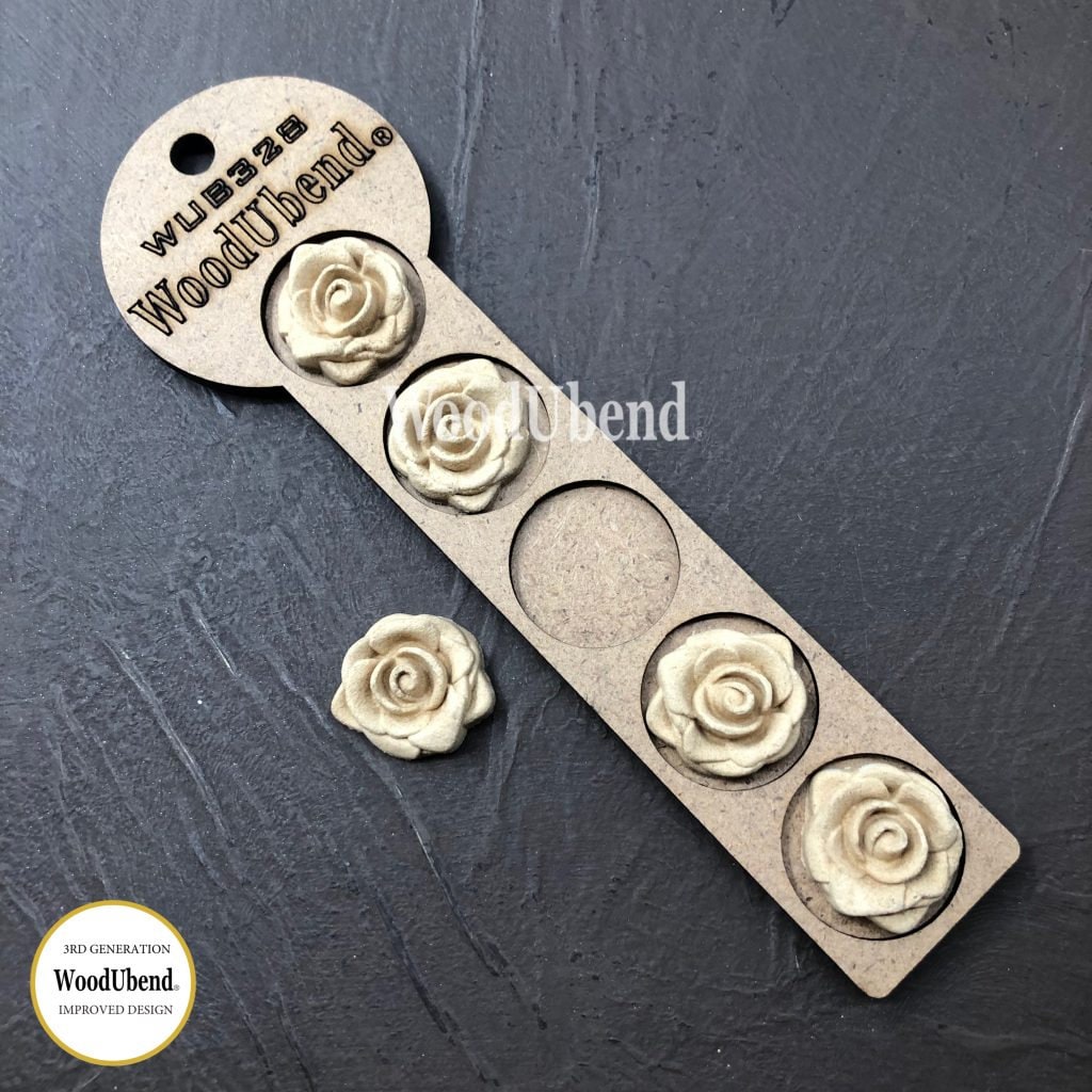Wood U Bend Pack of Five Small Roses WUB0328 (1.1426 × 1.1426 in)