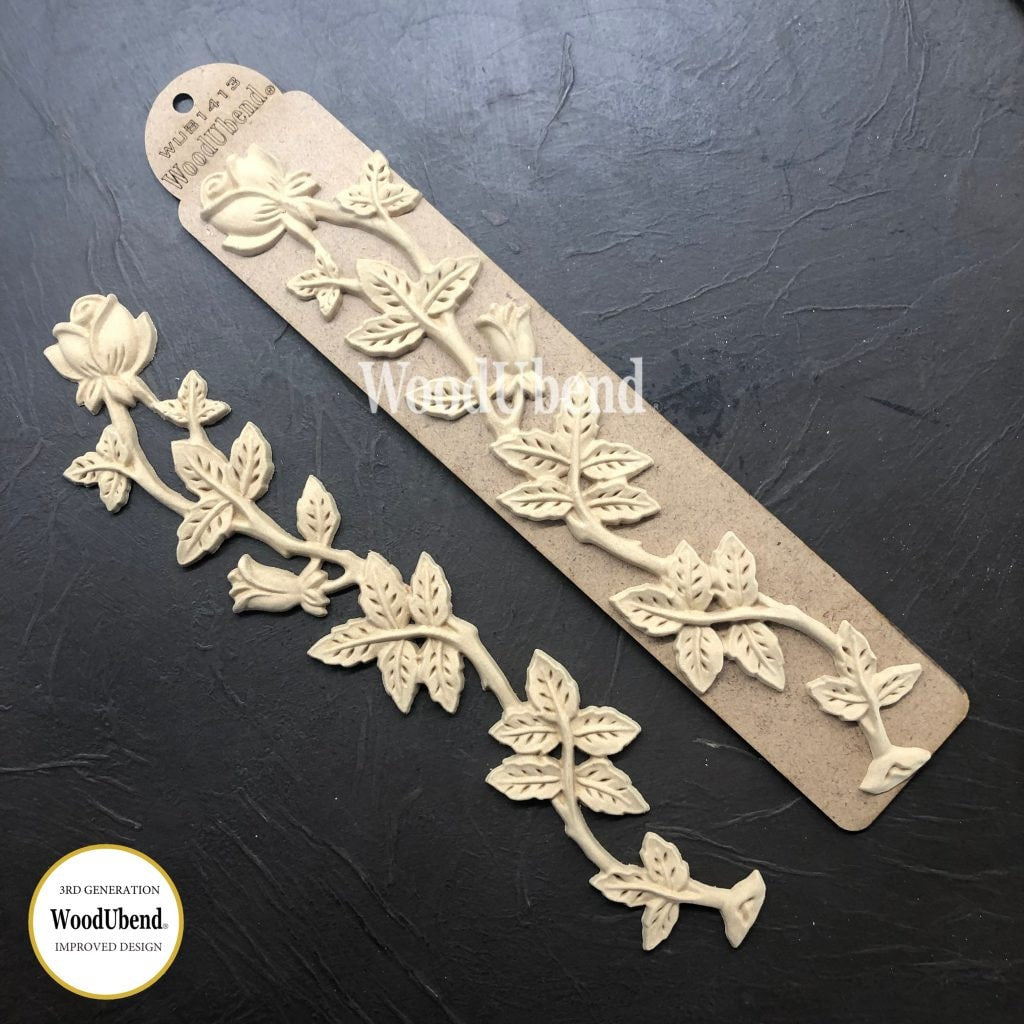 Wood U Bend Set of 2 Roses and Stems WUB1413 (13.593 × 1.97 in)