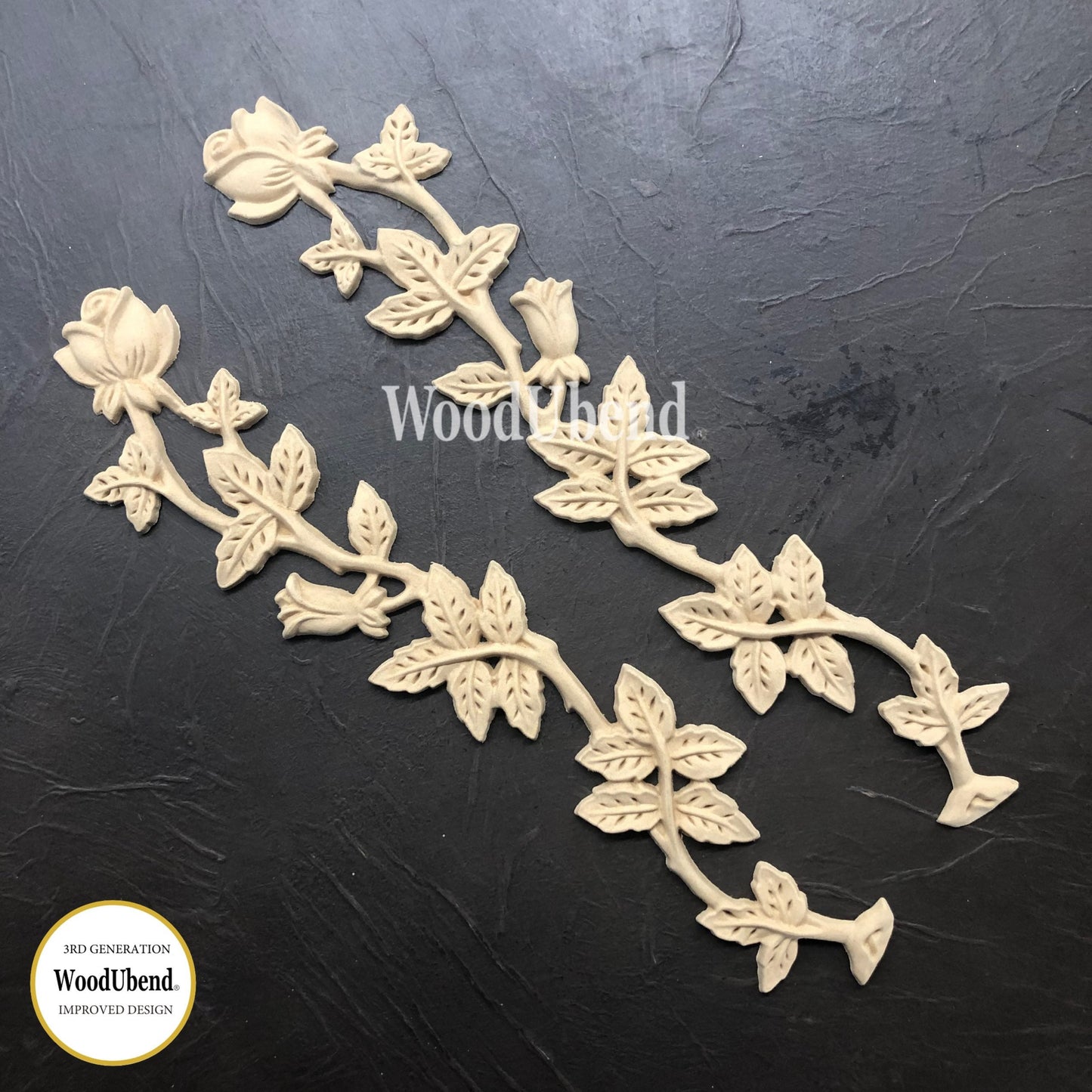 Wood U Bend Set of 2 Roses and Stems WUB1413 (13.593 × 1.97 in)