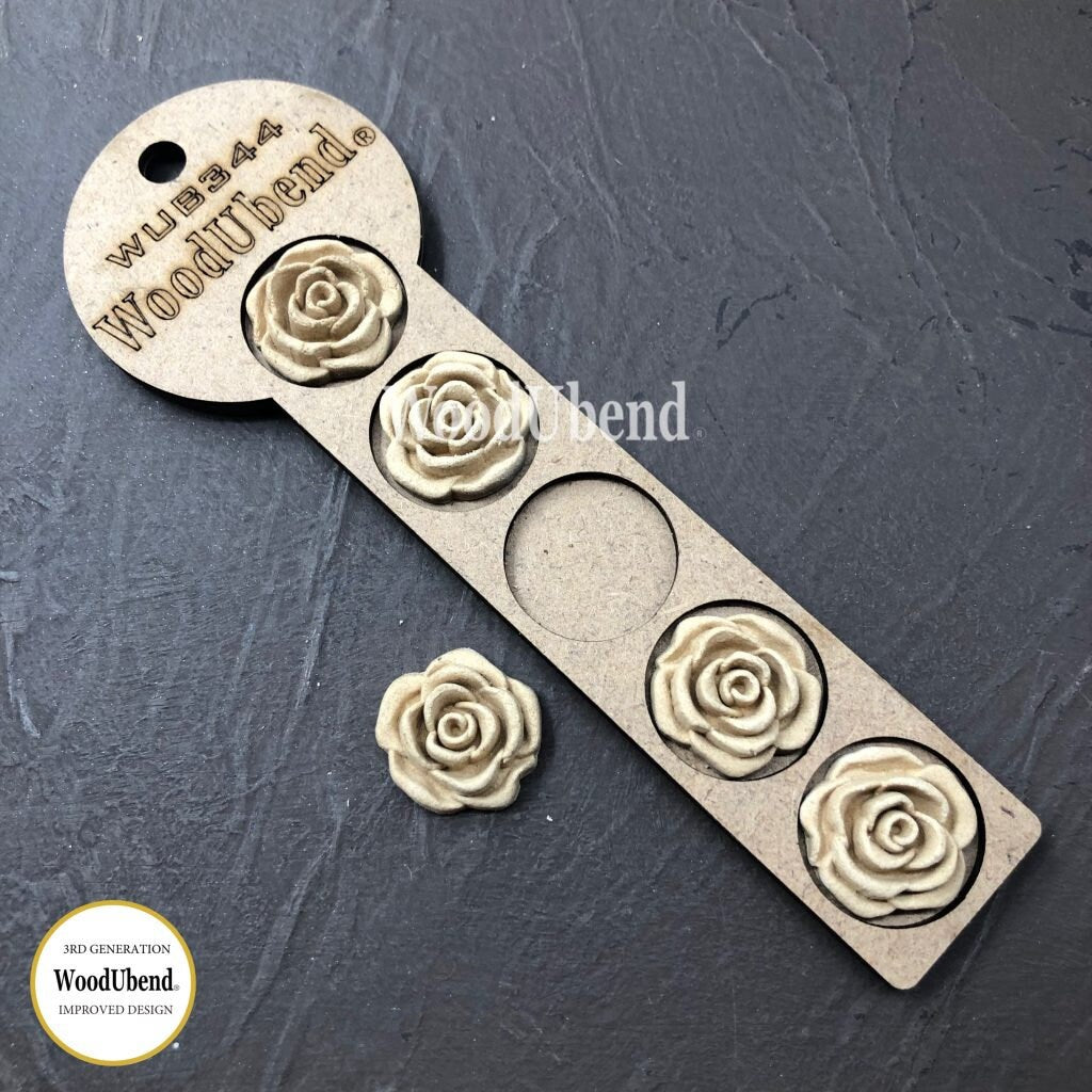 Wood U Bend Pack of 5 Swirl Rose Buds WUB0344 (1.06 x 1.06 in)