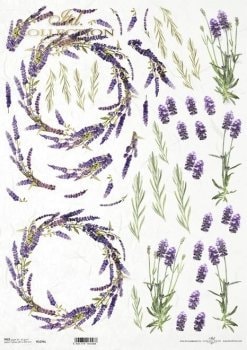 Lavender stems and Wreaths ITD Collection decoupage paper | Size A3 420x297 mm | 16.5inch x 11.7inch | Paper Weight 30 gsm2 R1074L