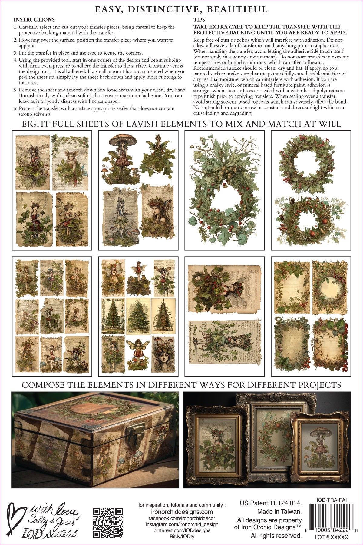 Ferry Merry IOD Transfer Pad with (8) 8 X 12 Sheets by Iron Orchid Designs Rub-On Furniture Transfer Decal Limited Christmas Release