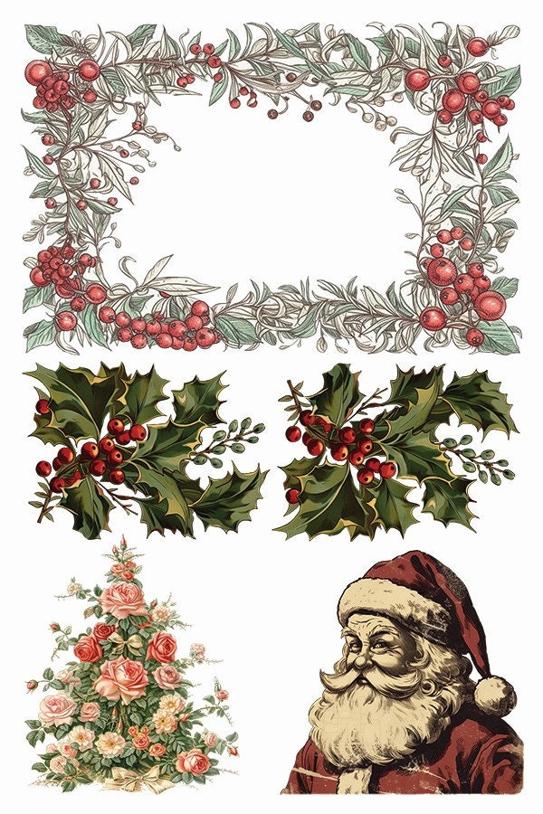 Candy Cane Cottage IOD Transfer Pad with (8) 8 X 12 Sheets by Iron Orchid Designs Rub-On Furniture Transfer Decal Limited Christmas Release