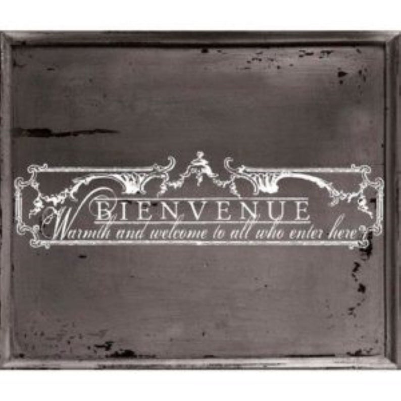 Bienvenue white IOD transfer 27.8" x 7.5" First Generation by Iron Orchid Design - Retired