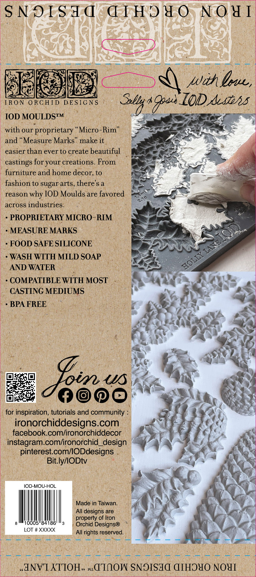 Holly Lane IOD décor mould 6 x 10 - by Iron Orchid Designs - Limited Release