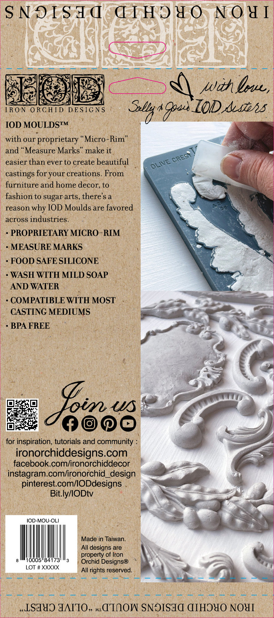 Olive Crest IOD décor mould 6 x 10 - by Iron Orchid Designs