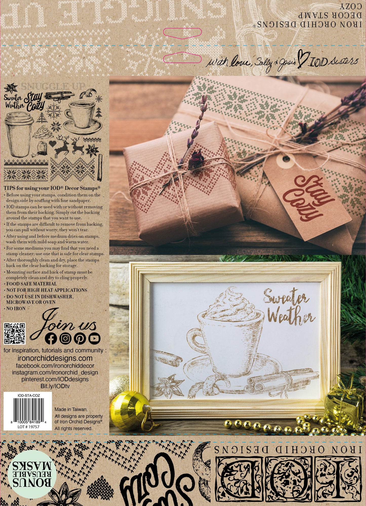 Cozy 12 X 12 IOD stamp - by Iron Orchid Designs - Limited Release