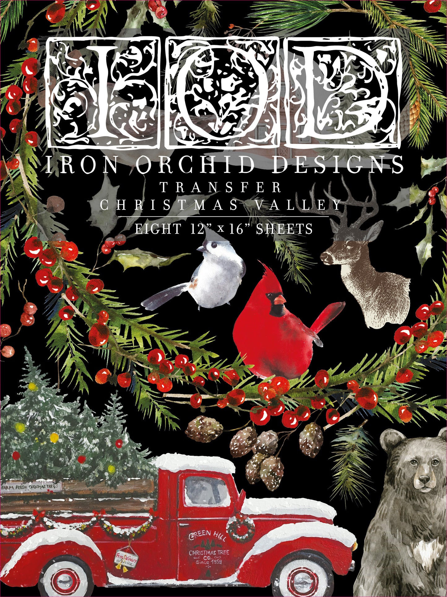 IOD transfer Christmas Valley transfer pad with (8) 12 X 16 Sheets by Iron Orchid Designs Furniture transfer decal