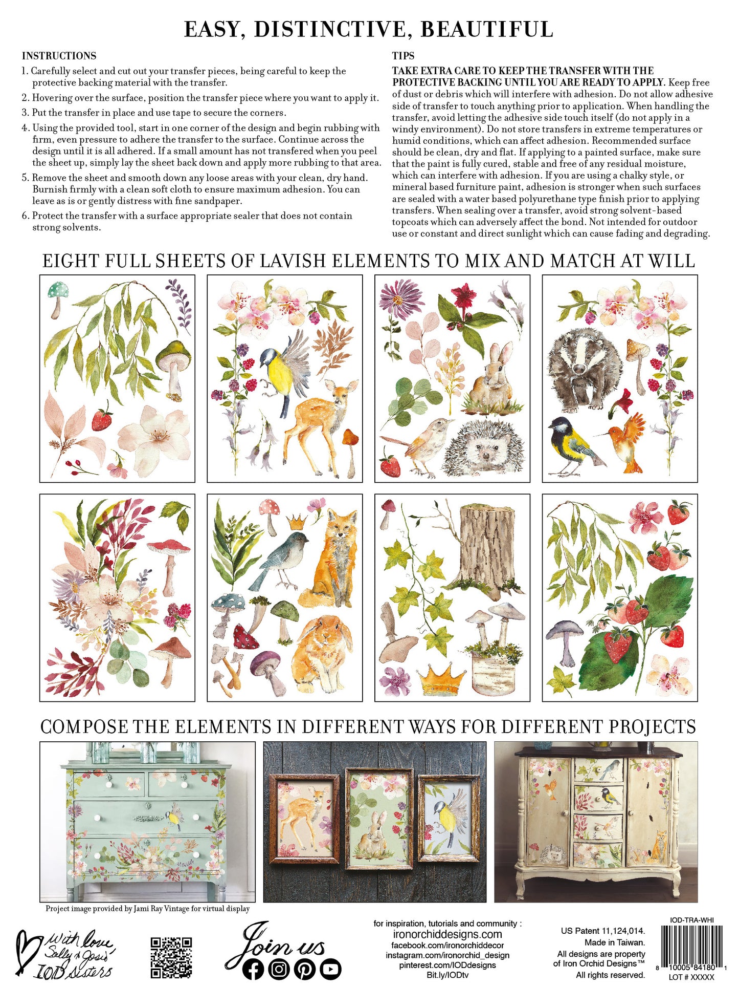IOD transfer Whispering Willow transfer pad with (8) 12 X 16 Sheets by Iron Orchid Designs Furniture transfer decal