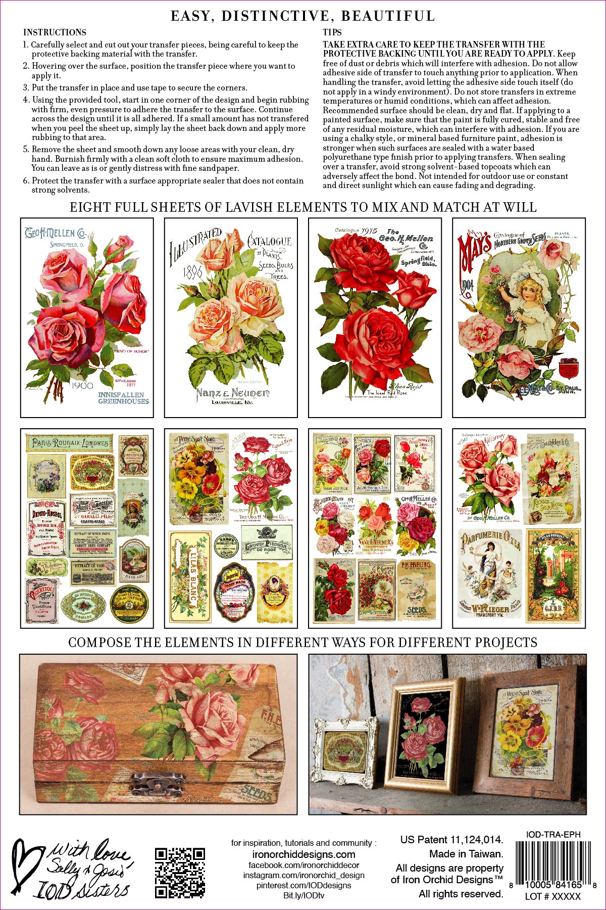 IOD transfer Ephemeral Melange Transfer pad with (8) 8 X 12 Sheets by Iron Orchid Designs Furniture transfer decal