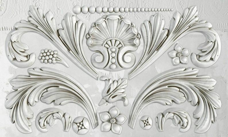 Acanthus scroll IOD décor mould 6 x 10 - by Iron Orchid Designs