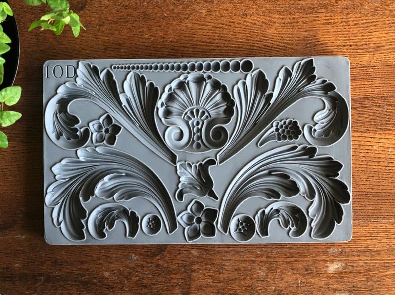 Acanthus scroll IOD décor mould 6 x 10 - by Iron Orchid Designs