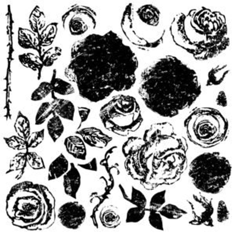 Painterly roses 12 X 12 IOD stamp - by Iron Orchid Designs