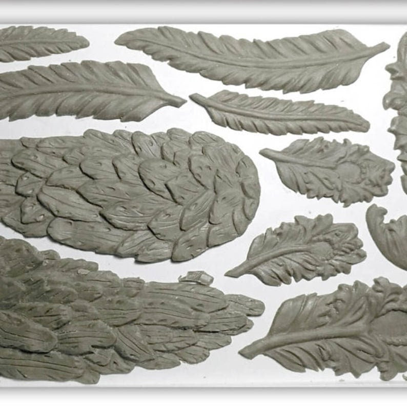 Wings and Feathers IOD décor mould 6 x 10 - by Iron Orchid Designs