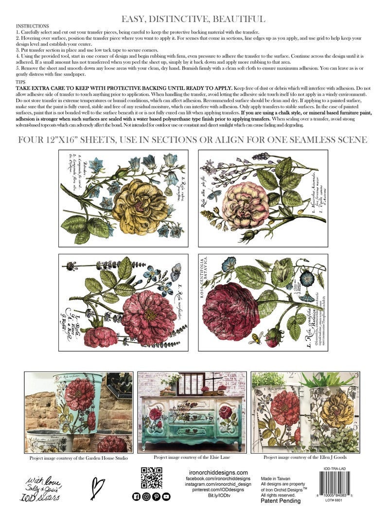 IOD transfer Ladies in waiting Transfer pad with (4) 12 X 16 Sheets by Iron Orchid Designs Furniture transfer decal