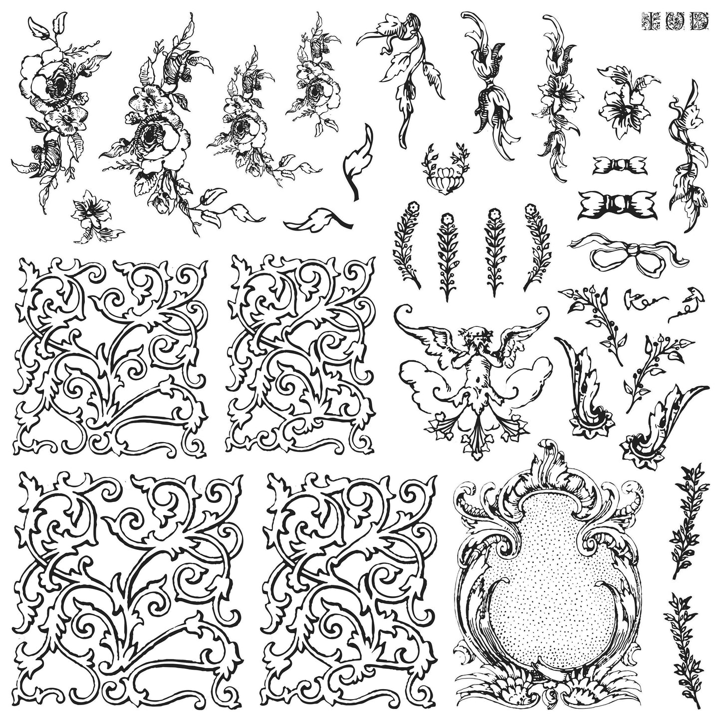 Alphabellies 12 X 12 IOD stamp - by Iron Orchid Designs
