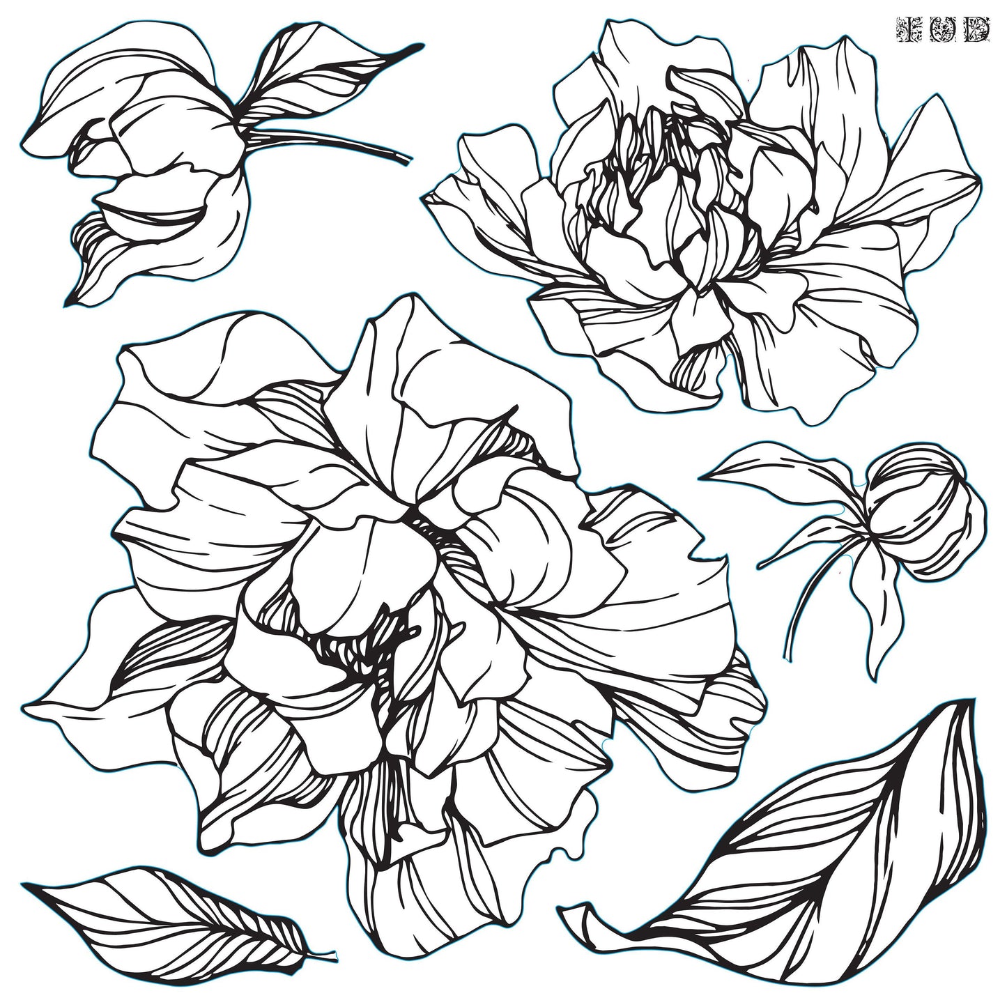 Peonies 12 X 12 IOD stamp 2 sheets