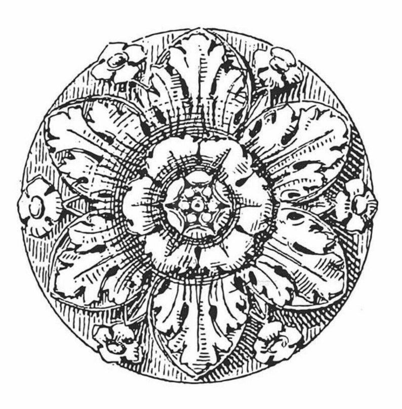 Medallion 5 IOD transfer 18 x 18 rub on furniture decal - First Generation - by Iron Orchid Designs - Retired