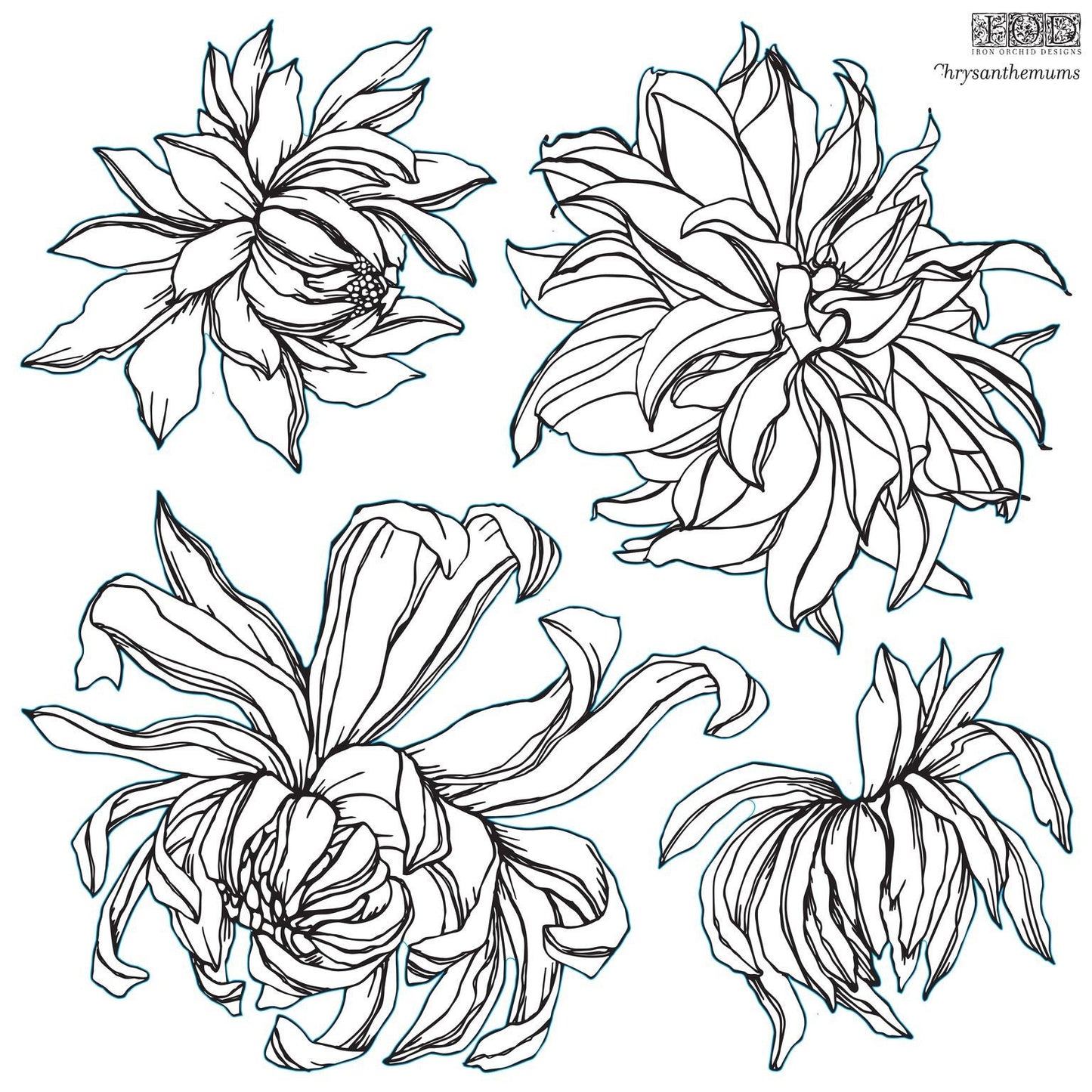 Chrysanthemum 12 X 12 IOD stamp 2 sheets - by Iron Orchid Designs