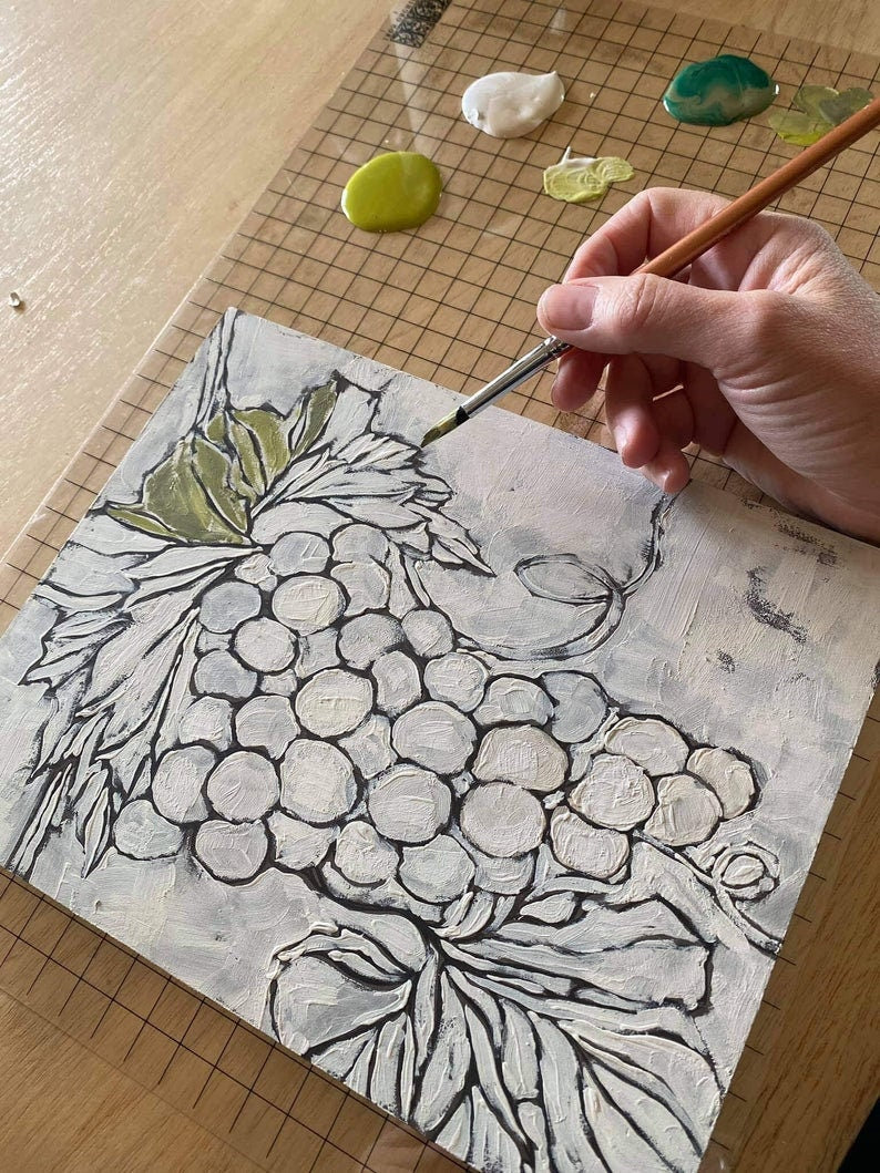 Grapes 12 X 12 IOD stamp 2 sheets - by Iron Orchid Designs