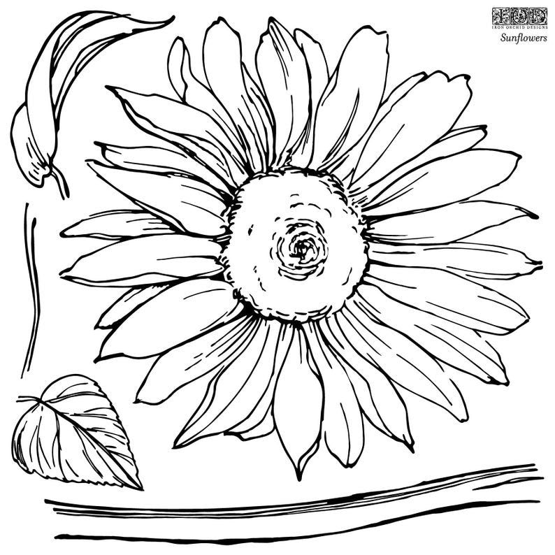 Sunflowers 12 X 12 IOD stamp 2 sheets - by Iron Orchid Designs