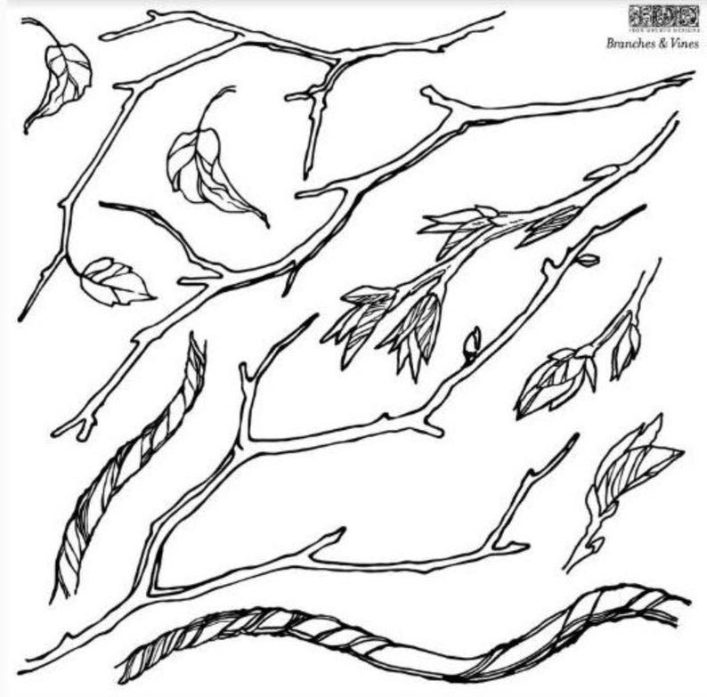 Branches and Vines 12 X 12 IOD stamp 2 sheets - by Iron Orchid Designs