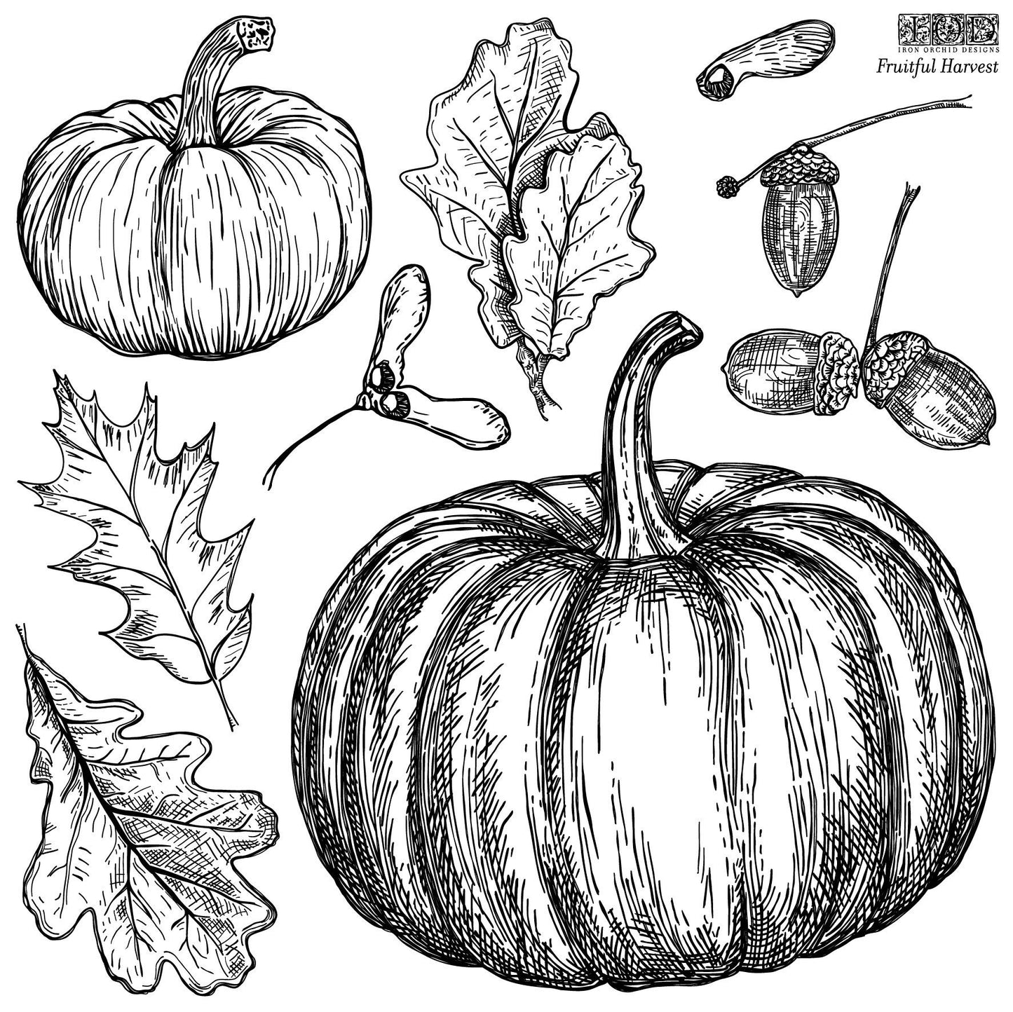 Fruitful Harvest 12 X 12 IOD stamp 2 sheets - by Iron Orchid Designs