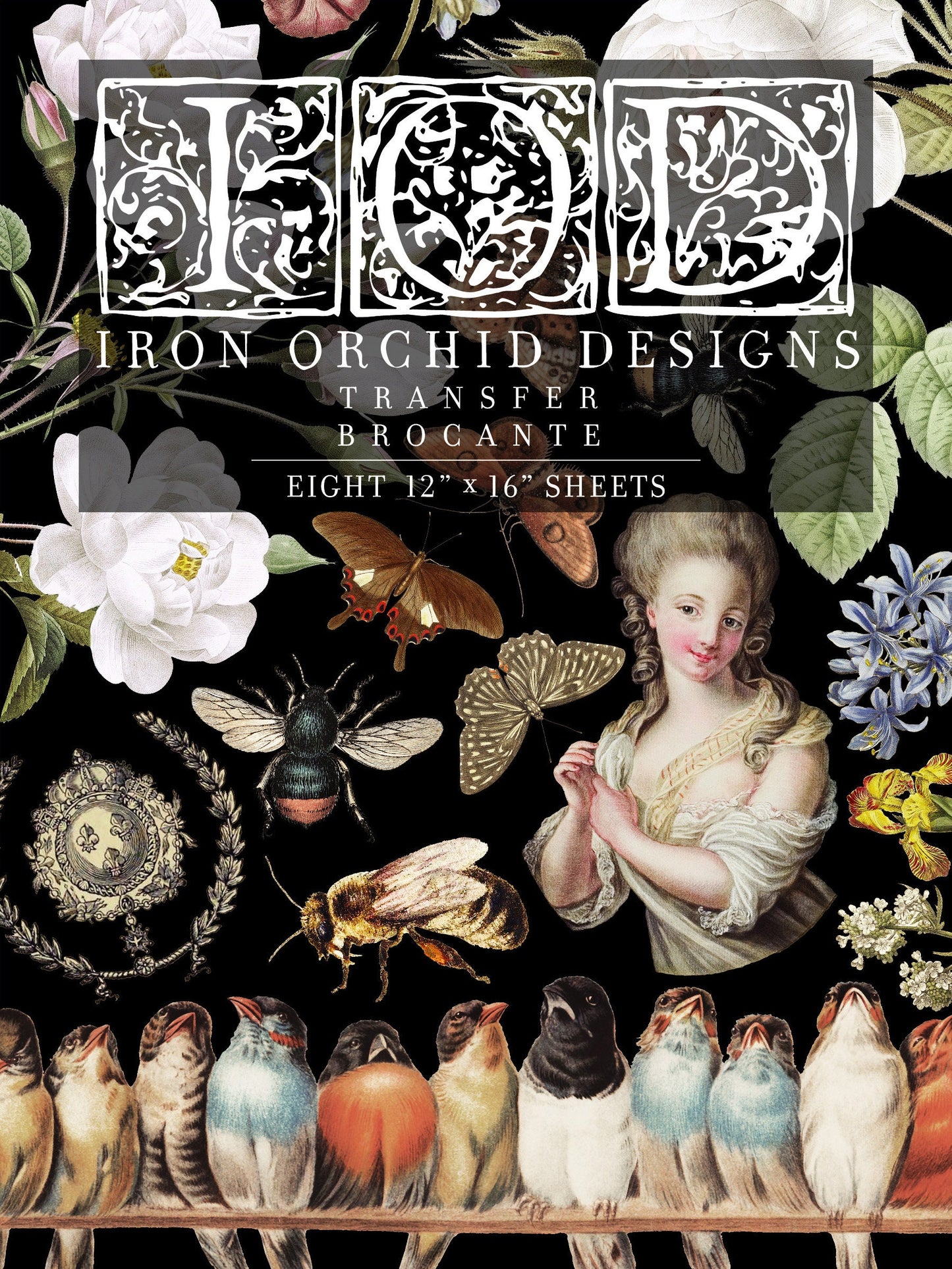 IOD transfer Brocante transfer pad with (8) 12 X 16 Sheets by Iron Orchid Designs Furniture transfer decal