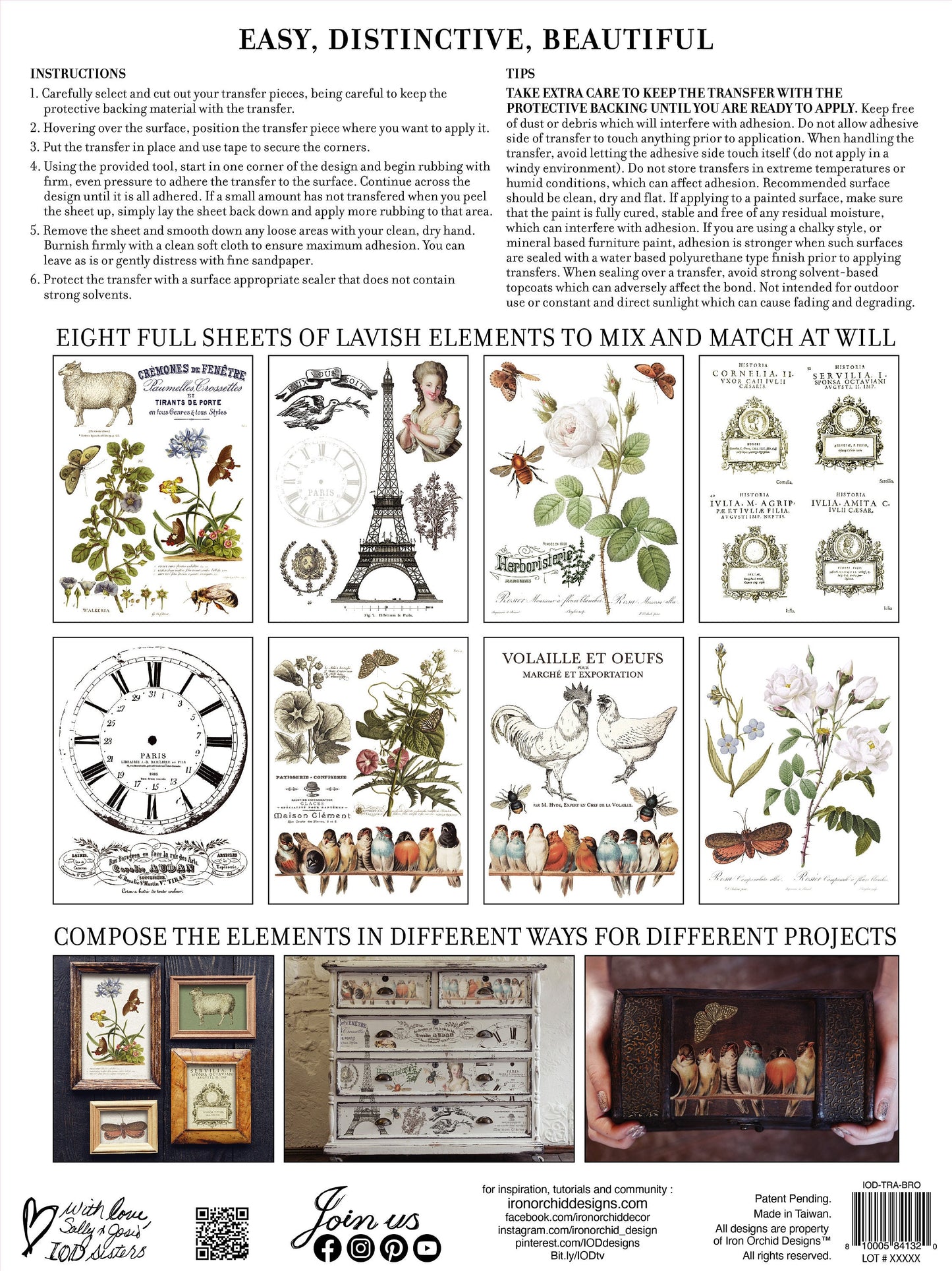 IOD transfer Brocante transfer pad with (8) 12 X 16 Sheets by Iron Orchid Designs Furniture transfer decal