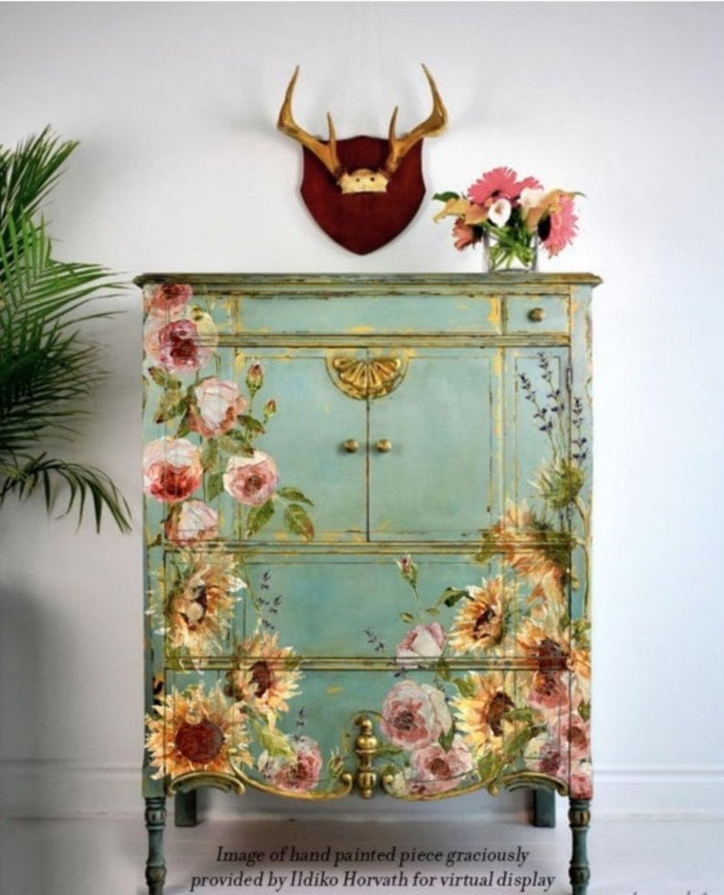 Painterly Floral IOD Transfer Pad with (8) 12 X 16 Sheets by Iron Orchid Designs Rub-On Furniture Transfer Decal