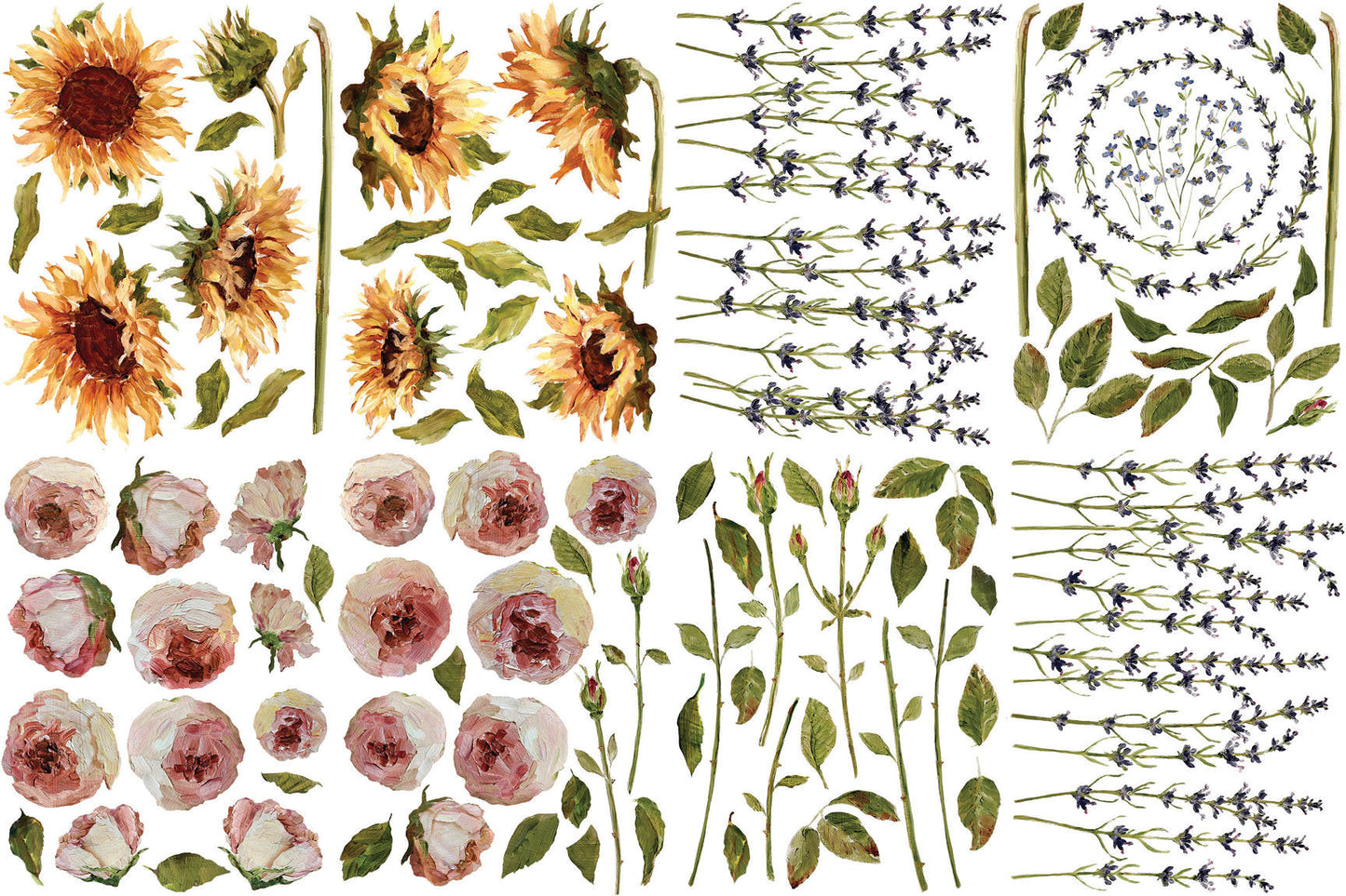 Painterly Floral IOD Transfer Pad with (8) 12 X 16 Sheets by Iron Orchid Designs Rub-On Furniture Transfer Decal