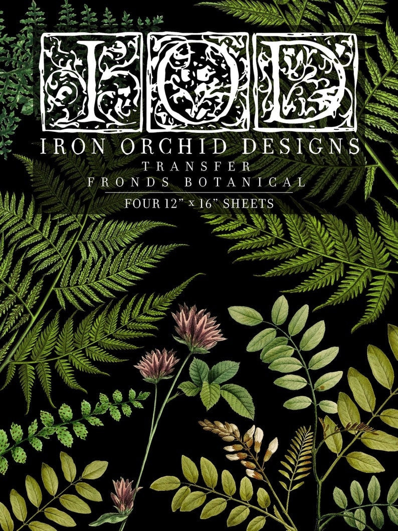 Fronds Botanical IOD Transfer Pad with (4) 12 X 16 Sheets by Iron Orchid Designs Rub-On Furniture Transfer Decal