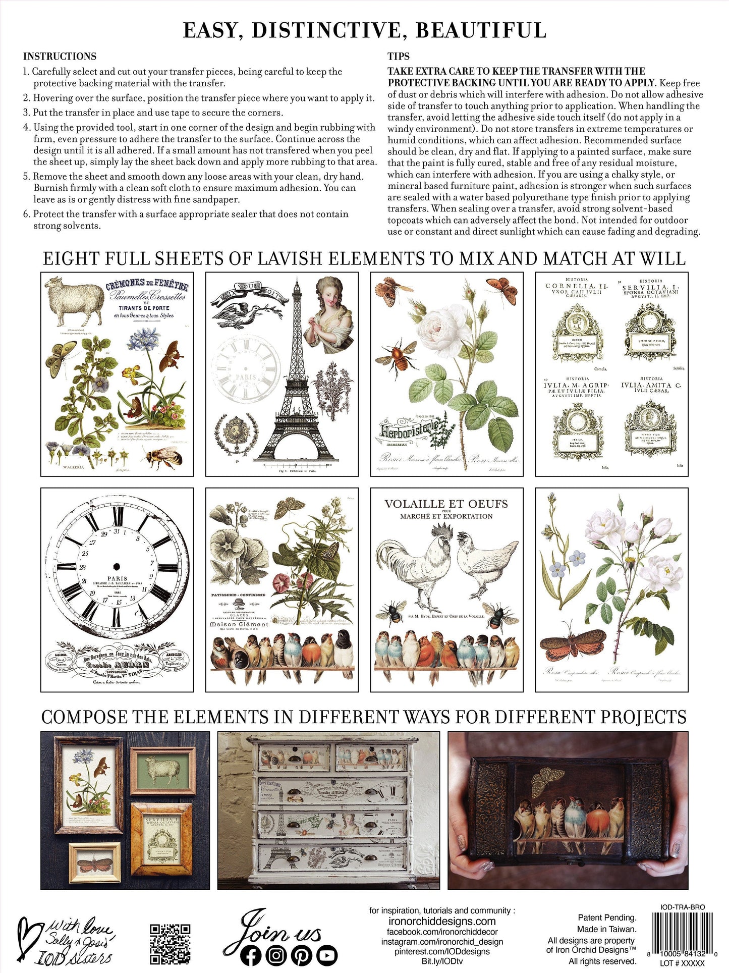 Brocante IOD Transfer Pad with (8) 12 X 16 Sheets by Iron Orchid Designs Rub-On Furniture Transfer Decal